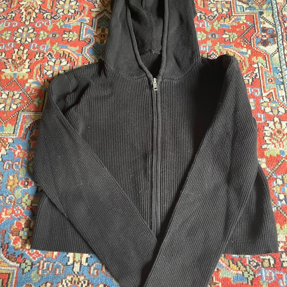 Brandy Melville Black Hooded Cardigan